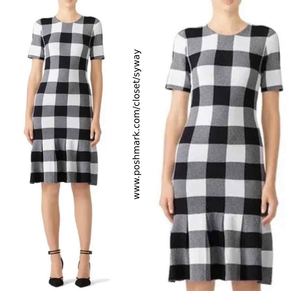 Slate & Willow Gingham Knit Dress Black And White